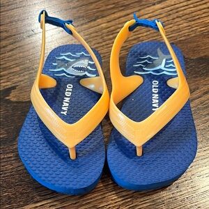 Old Navy Blue and Orange Flip Flops with Secure Back Strap